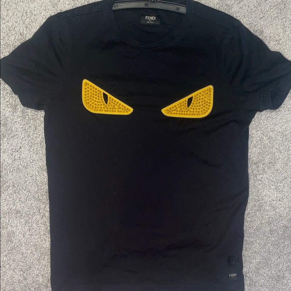 Fendi Black Tee with Bold Yellow Accents